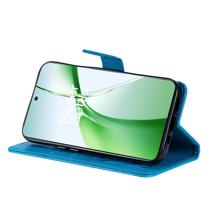 KT Imprinting Flower Series-4 For OnePlus Nord CE4 5Gt Case Leather Wallet Cover Cat Bee Pattern - Blue