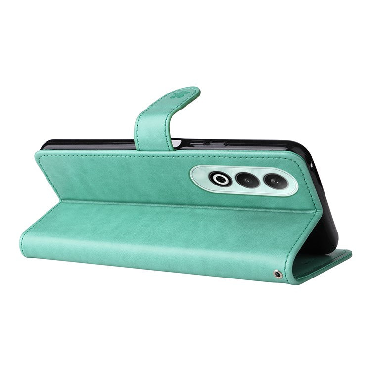 KT Imprinting Flower Series-4 For OnePlus Nord CE4 5Gt Case Leather Wallet Cover Cat Bee Pattern - Green