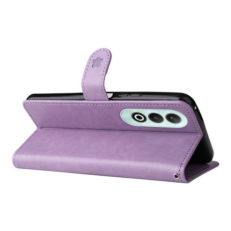 KT Imprinting Flower Series-4 For OnePlus Nord CE4 5Gt Case Leather Wallet Cover Cat Bee Pattern - Purple