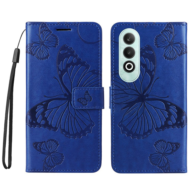 KT Imprinting Flower Series-2 For OnePlus Nord CE4 5G Case Leather Cover with Wallet Stand - Blue