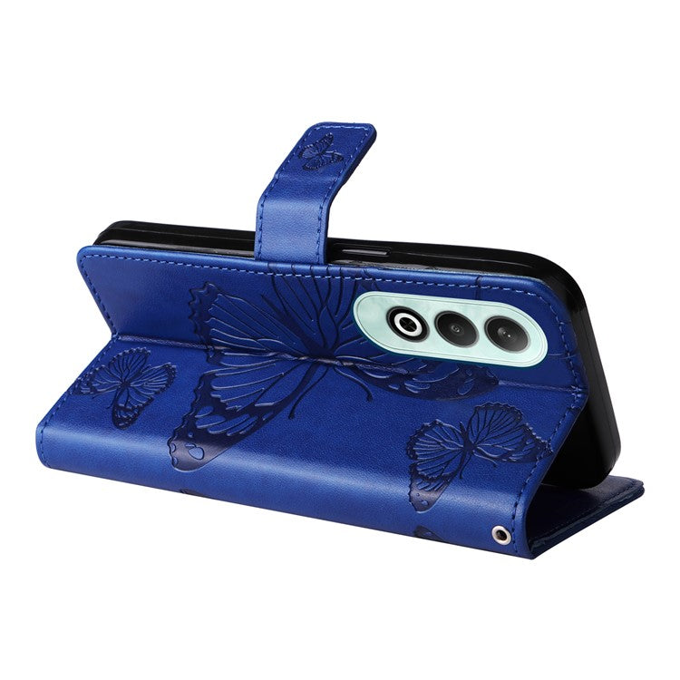 KT Imprinting Flower Series-2 For OnePlus Nord CE4 5G Case Leather Cover with Wallet Stand - Blue