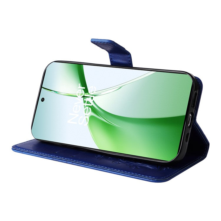 KT Imprinting Flower Series-2 For OnePlus Nord CE4 5G Case Leather Cover with Wallet Stand - Blue