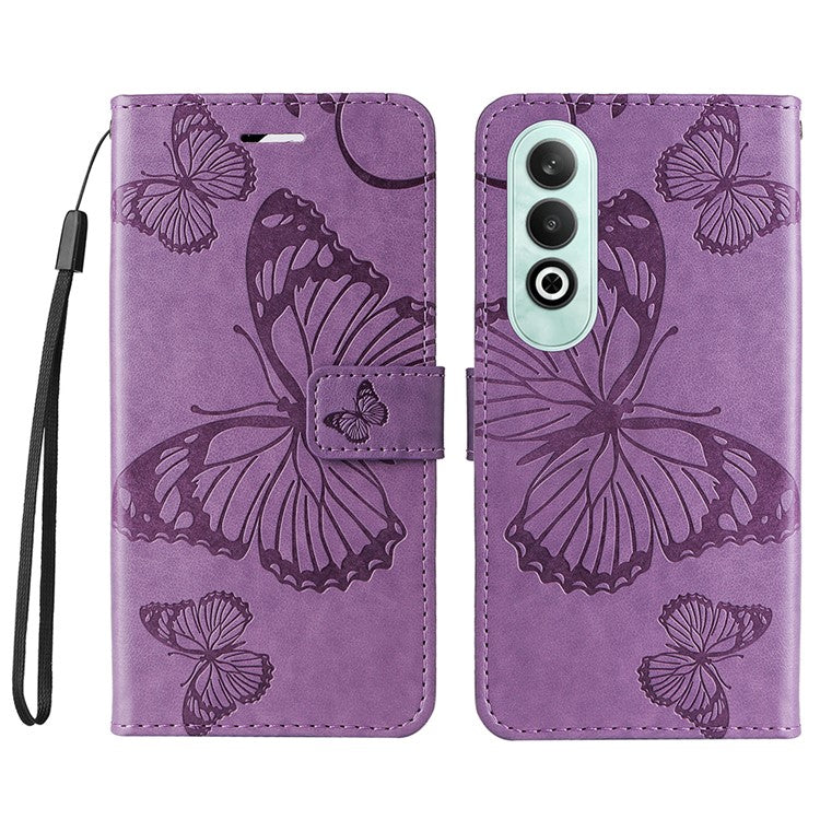 KT Imprinting Flower Series-2 For OnePlus Nord CE4 5G Case Leather Cover with Wallet Stand - Purple