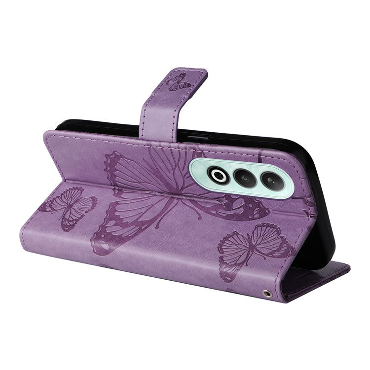 KT Imprinting Flower Series-2 For OnePlus Nord CE4 5G Case Leather Cover with Wallet Stand - Purple