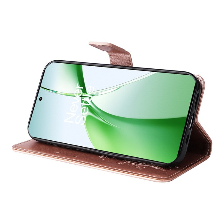 KT Imprinting Flower Series-2 For OnePlus Nord CE4 5G Case Leather Cover with Wallet Stand - Rose Gold
