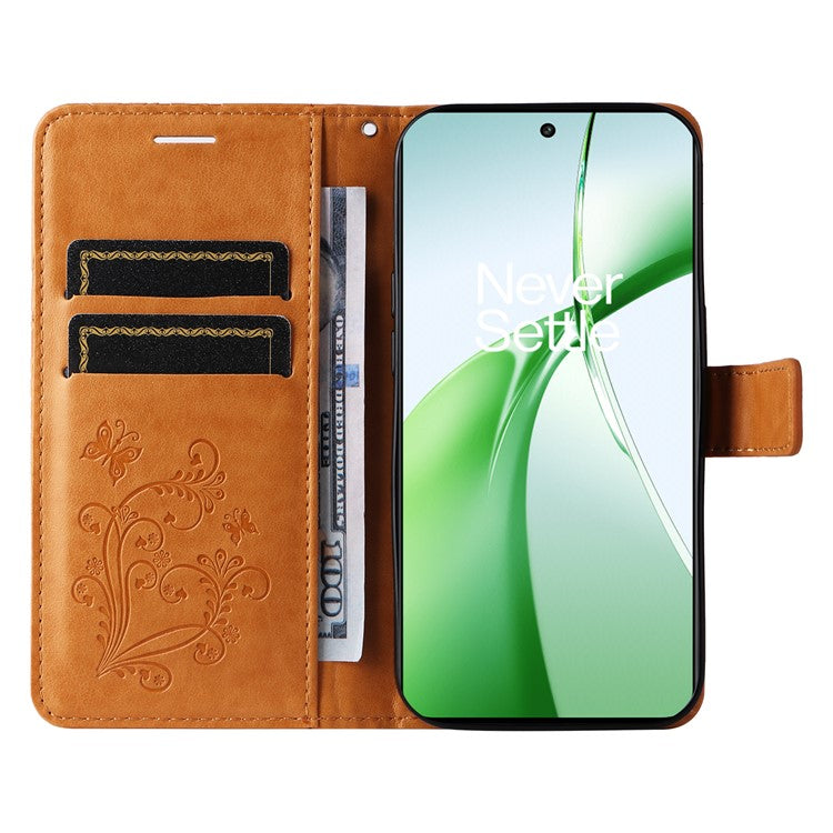 KT Imprinting Flower Series-2 For OnePlus Nord CE4 5G Case Leather Cover with Wallet Stand - Yellow