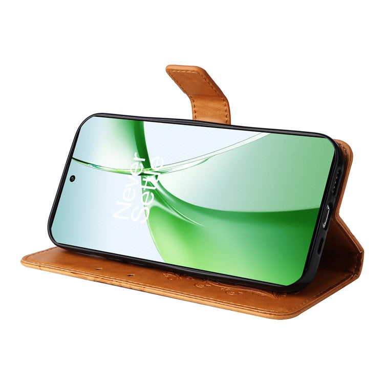 KT Imprinting Flower Series-2 For OnePlus Nord CE4 5G Case Leather Cover with Wallet Stand - Yellow