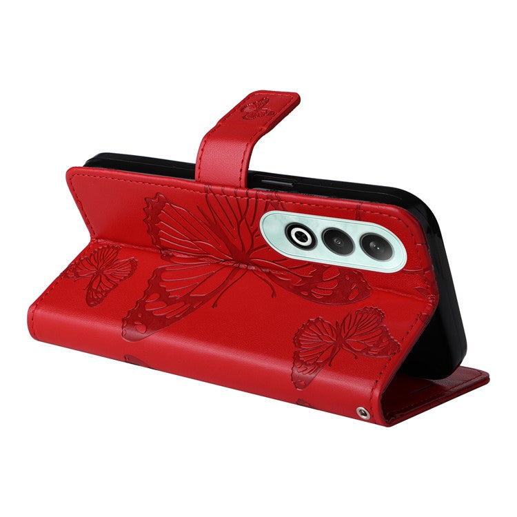 KT Imprinting Flower Series-2 For OnePlus Nord CE4 5G Case Leather Cover with Wallet Stand - Red