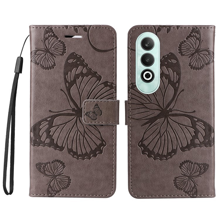 KT Imprinting Flower Series-2 For OnePlus Nord CE4 5G Case Leather Cover with Wallet Stand - Grey