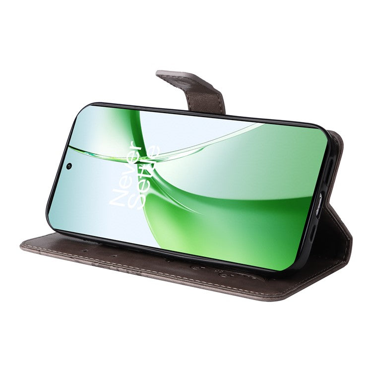 KT Imprinting Flower Series-2 For OnePlus Nord CE4 5G Case Leather Cover with Wallet Stand - Grey