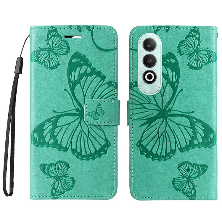 KT Imprinting Flower Series-2 For OnePlus Nord CE4 5G Case Leather Cover with Wallet Stand - Green