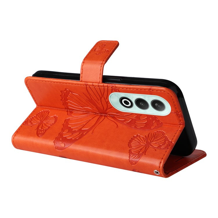 KT Imprinting Flower Series-2 For OnePlus Nord CE4 5G Case Leather Cover with Wallet Stand - Orange