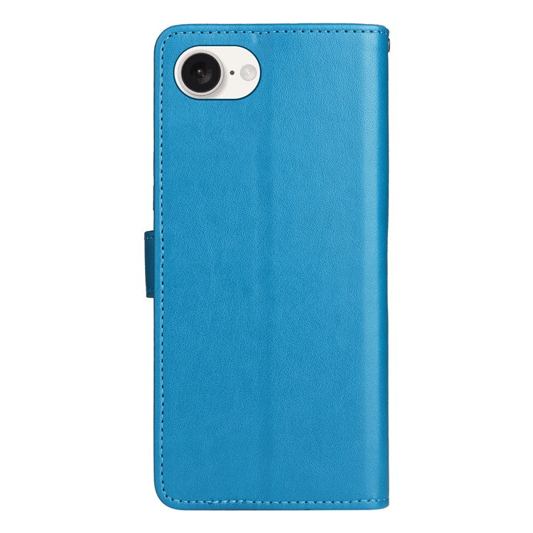 For iPhone 16e Case Cat Bee Imprinted Leather Wallet Cover - Blue