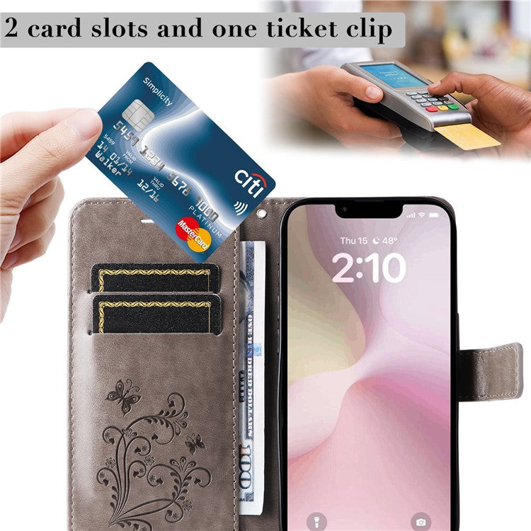 For iPhone 16e Case Pattern Imprint Leather Phone Cover - Grey