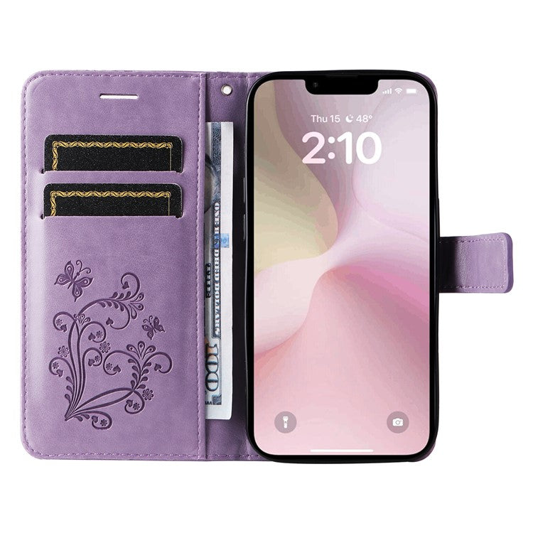 For iPhone 16e Case Pattern Imprint Leather Phone Cover - Light Purple