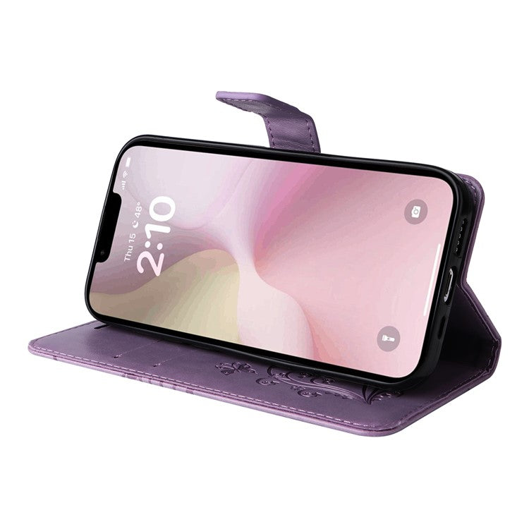 For iPhone 16e Case Pattern Imprint Leather Phone Cover - Light Purple