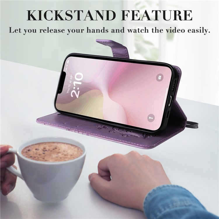 For iPhone 16e Case Pattern Imprint Leather Phone Cover - Light Purple