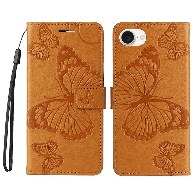 For iPhone 16e Case Pattern Imprint Leather Phone Cover - Yellow