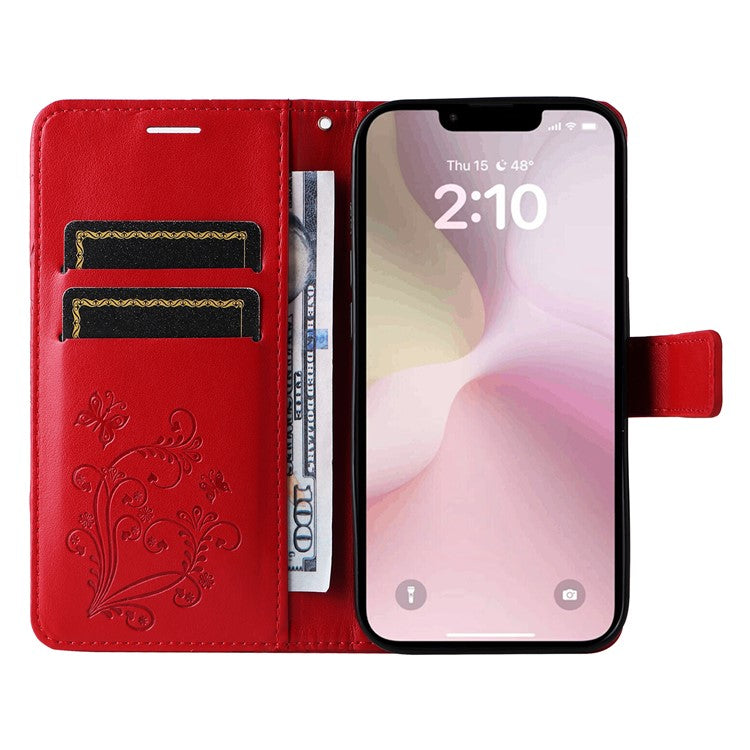 For iPhone 16e Case Pattern Imprint Leather Phone Cover - Red