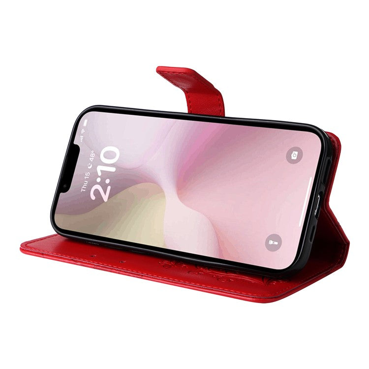 For iPhone 16e Case Pattern Imprint Leather Phone Cover - Red