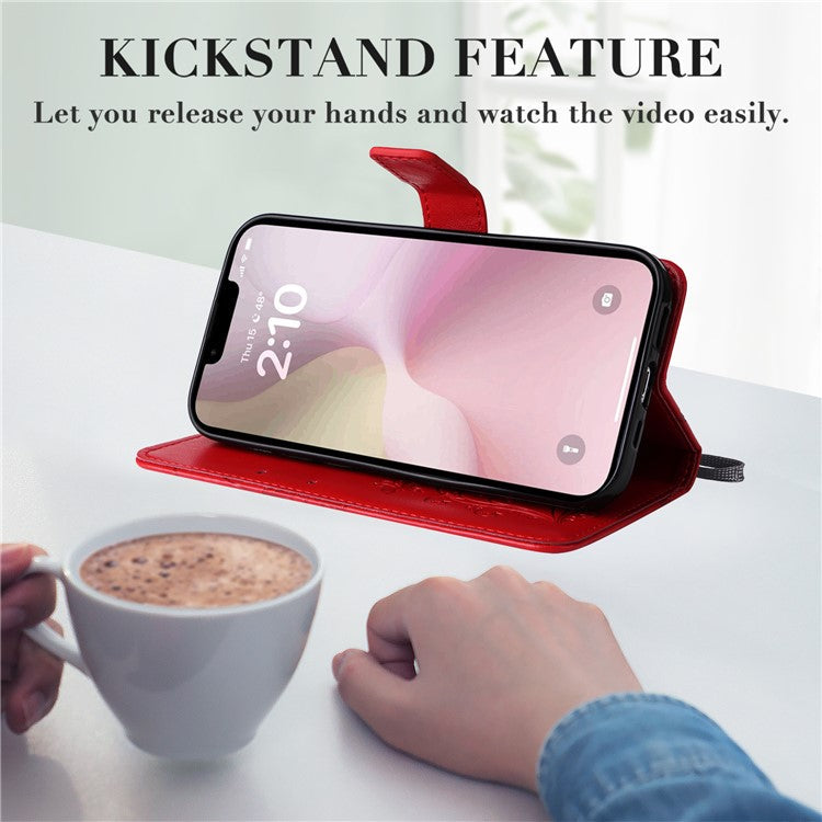 For iPhone 16e Case Pattern Imprint Leather Phone Cover - Red