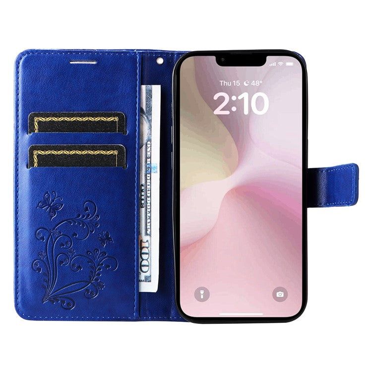 For iPhone 16e Case Pattern Imprint Leather Phone Cover - Blue