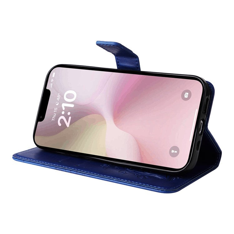 For iPhone 16e Case Pattern Imprint Leather Phone Cover - Blue