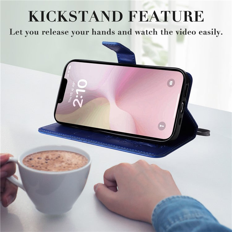 For iPhone 16e Case Pattern Imprint Leather Phone Cover - Blue