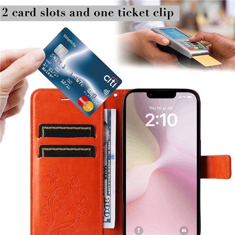 For iPhone 16e Case Pattern Imprint Leather Phone Cover - Orange