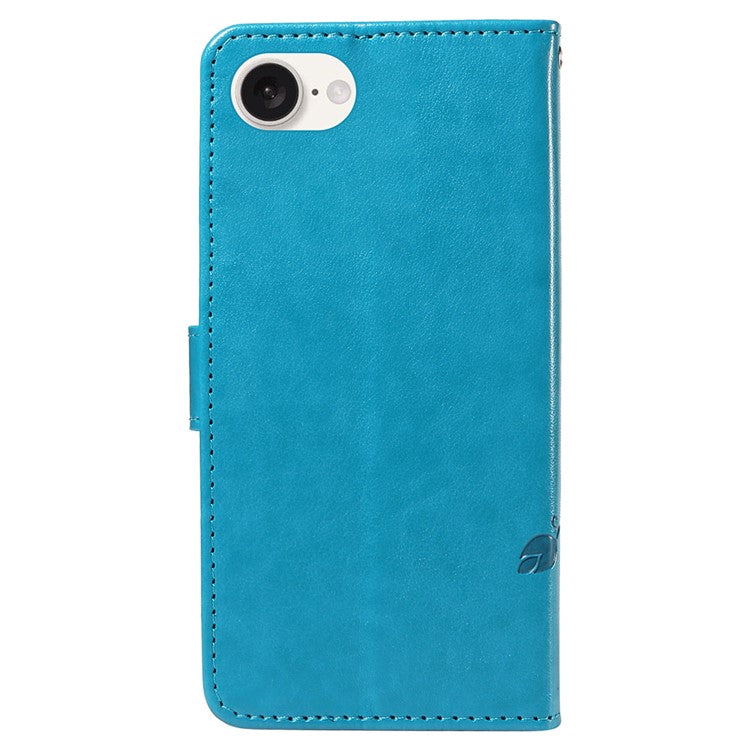 For iPhone 16e Case Butterfly Flower PU Leather Phone Cover with Card Holder - Blue