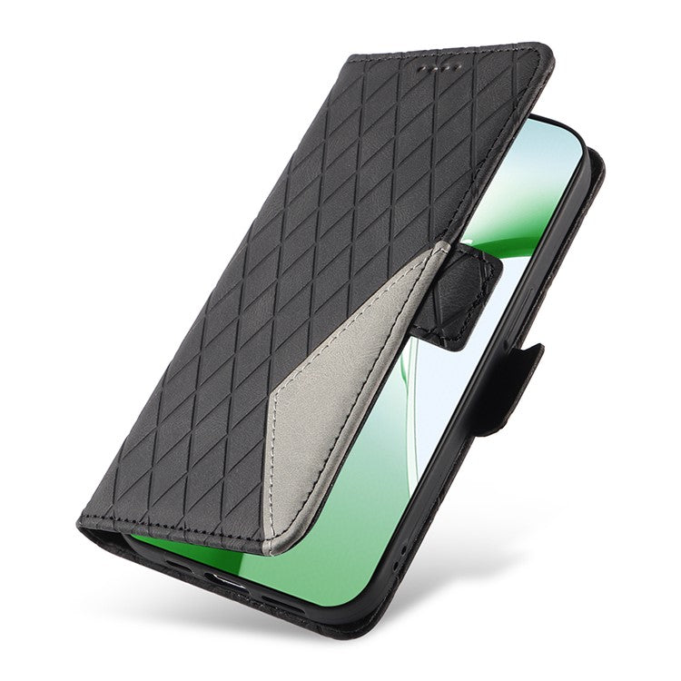 For OnePlus Nord CE4 5G Case Rhombus Grid Leather Wallet Phone Cover - Black