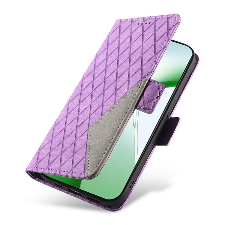 For OnePlus Nord CE4 5G Case Rhombus Grid Leather Wallet Phone Cover - Light Purple