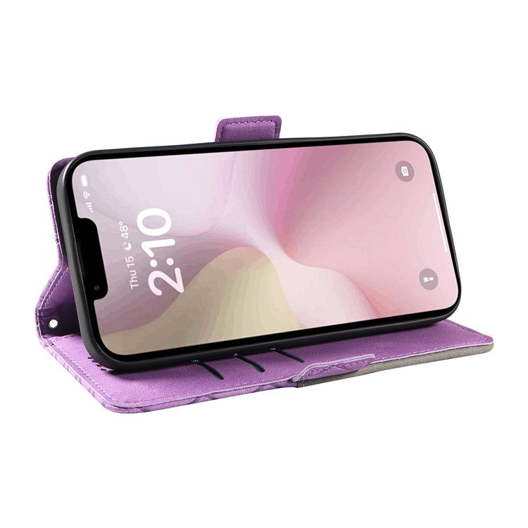 For iPhone 16e Wallet Case Rhombus Grid Leather Shockproof Phone Cover - Light Purple