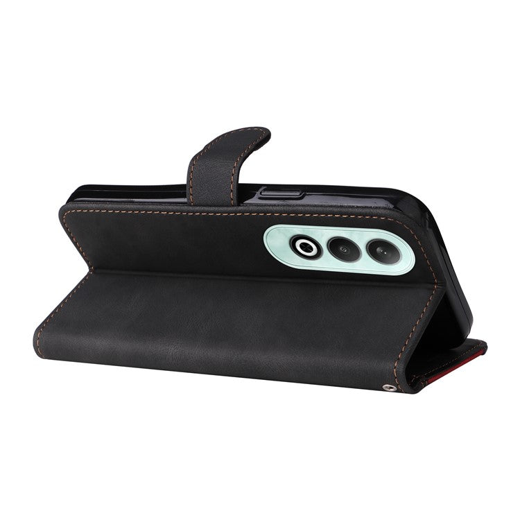 For OnePlus Nord CE4 5G Phone Case Three-Color Splicing Card Holder Stand Phone Cover - Black