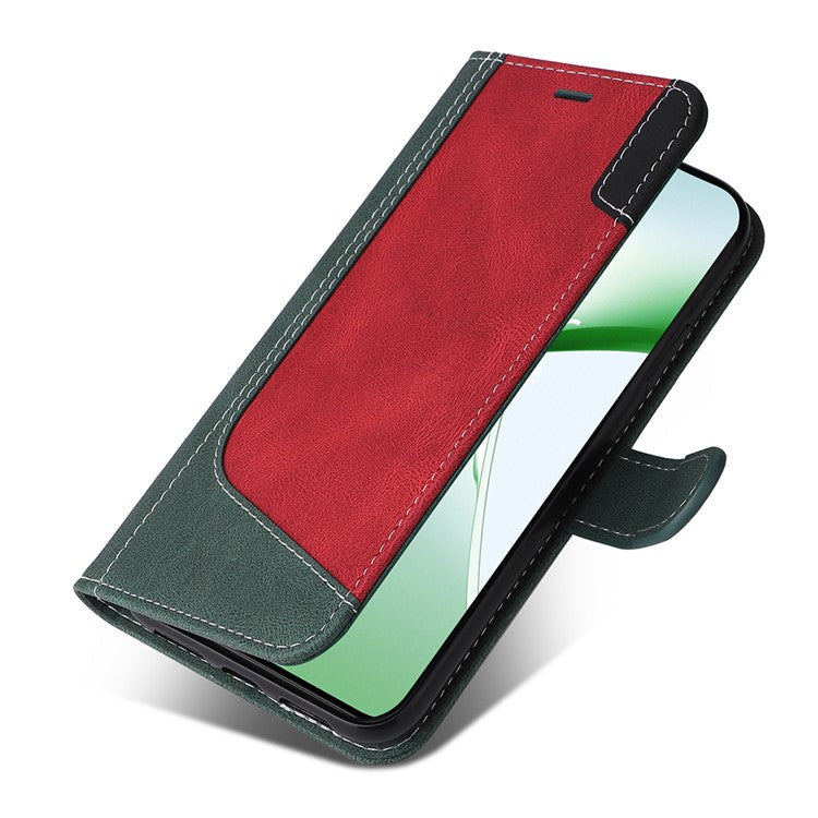 For OnePlus Nord CE4 5G Phone Case Three-Color Splicing Card Holder Stand Phone Cover - Green