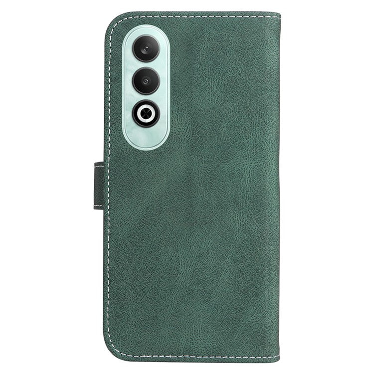 For OnePlus Nord CE4 5G Phone Case Three-Color Splicing Card Holder Stand Phone Cover - Green