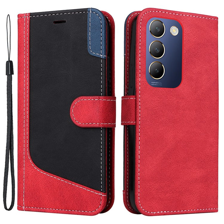 For vivo V40 SE 5G / Y100 5G (Indonesia) / Y200e 5G / V30 Lite 5G (India) Case Three-Color Splicing Phone Cover - Red