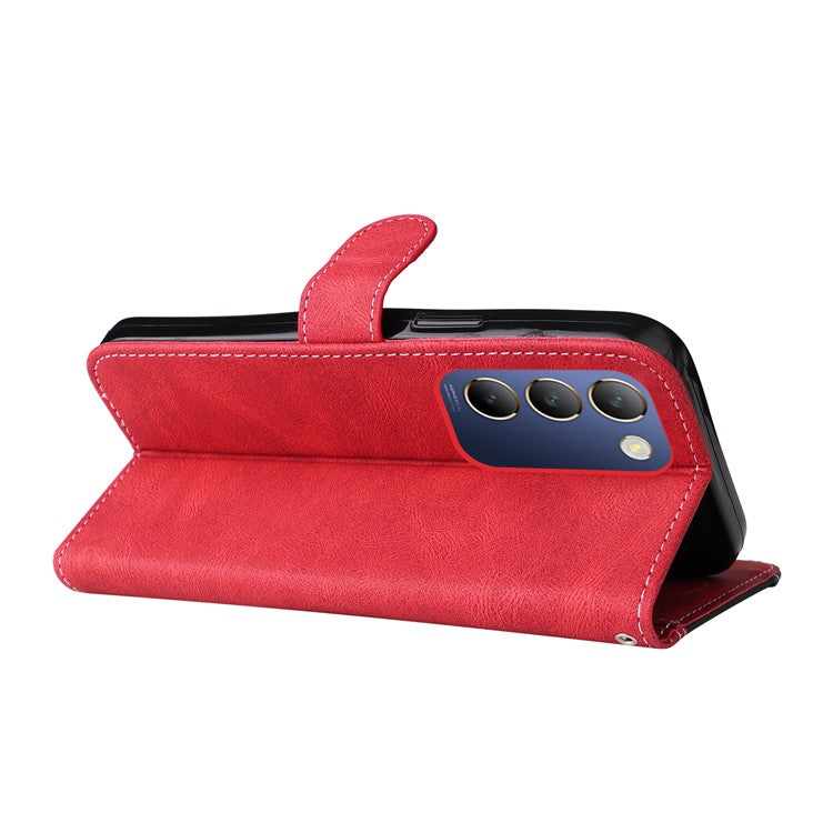 For vivo V40 SE 5G / Y100 5G (Indonesia) / Y200e 5G / V30 Lite 5G (India) Case Three-Color Splicing Phone Cover - Red