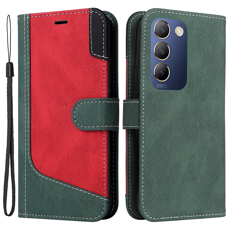 For vivo V40 SE 5G / Y100 5G (Indonesia) / Y200e 5G / V30 Lite 5G (India) Case Three-Color Splicing Phone Cover - Green