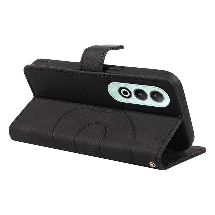 For OnePlus Nord CE4 5G Case Wallet Stand PU Leather Curved Line Phone Cover - Black