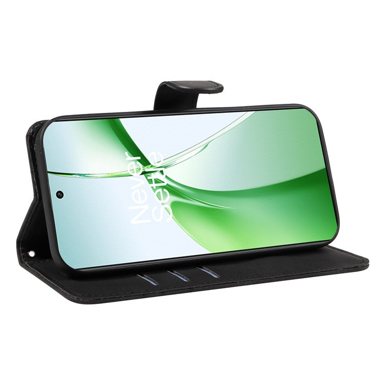 For OnePlus Nord CE4 5G Case Wallet Stand PU Leather Curved Line Phone Cover - Black