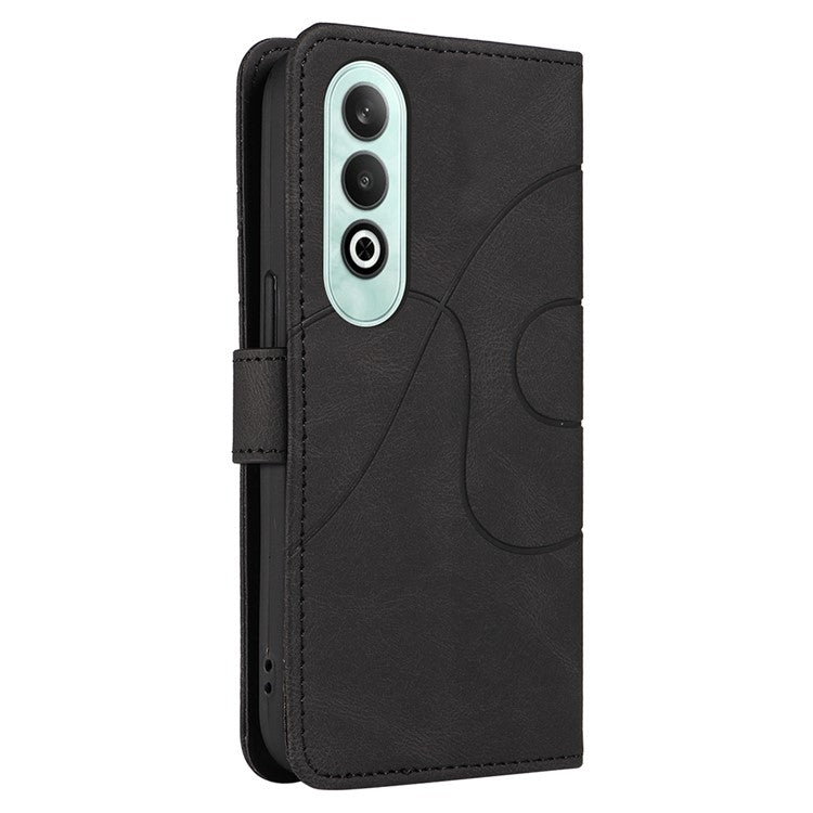 For OnePlus Nord CE4 5G Case Wallet Stand PU Leather Curved Line Phone Cover - Black