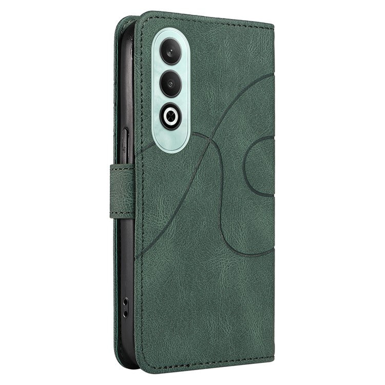 For OnePlus Nord CE4 5G Case Wallet Stand PU Leather Curved Line Phone Cover - Green