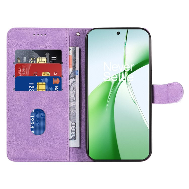 For OnePlus Nord CE4 5G Case Wallet Stand PU Leather Curved Line Phone Cover - Light Purple