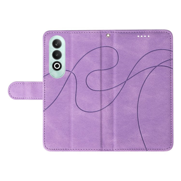 For OnePlus Nord CE4 5G Case Wallet Stand PU Leather Curved Line Phone Cover - Light Purple
