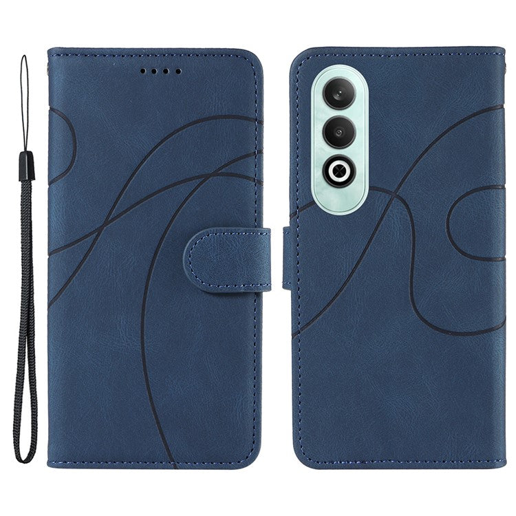 For OnePlus Nord CE4 5G Case Wallet Stand PU Leather Curved Line Phone Cover - Blue