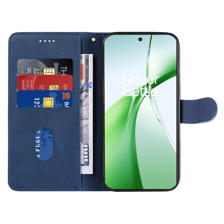 For OnePlus Nord CE4 5G Case Wallet Stand PU Leather Curved Line Phone Cover - Blue