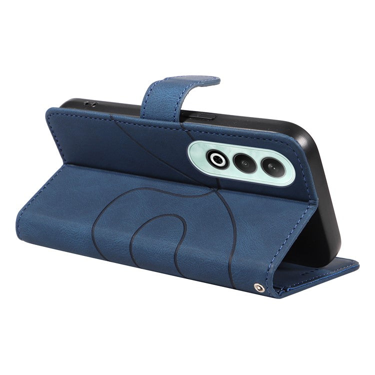 For OnePlus Nord CE4 5G Case Wallet Stand PU Leather Curved Line Phone Cover - Blue