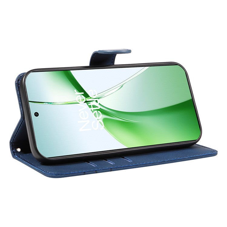 For OnePlus Nord CE4 5G Case Wallet Stand PU Leather Curved Line Phone Cover - Blue