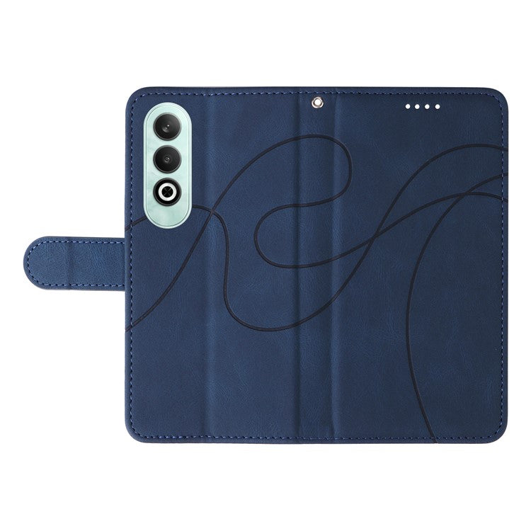 For OnePlus Nord CE4 5G Case Wallet Stand PU Leather Curved Line Phone Cover - Blue